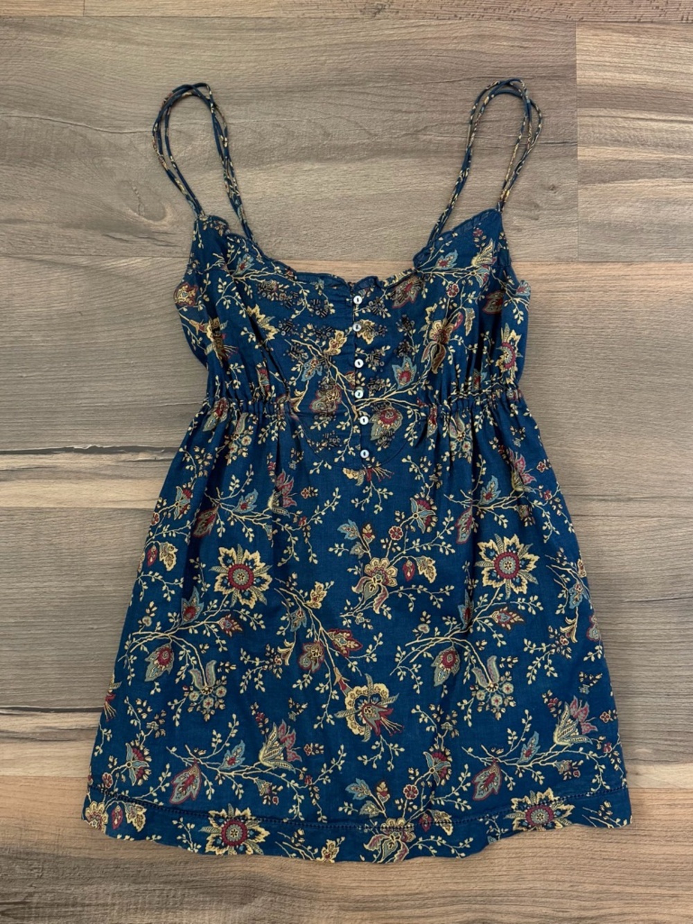 Abercrombie & Fitch Embellished Navy Blue Floral Flowy Cami Top Size Large